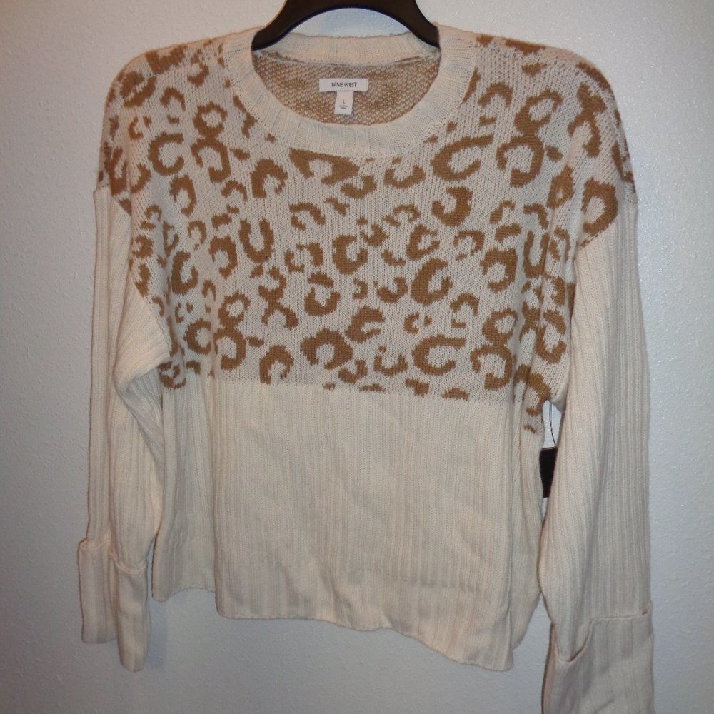 Nine West Cheetah Sweater Size Large NWT - Picture 4 of 10